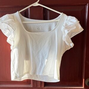 Elegant White Ruffle Sleeve Top